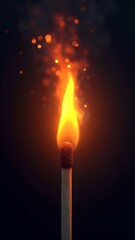 Burning match close-up