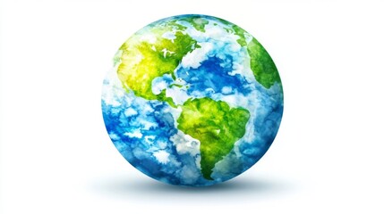 Obraz premium Watercolor Earth Illustration: Vibrant, Artistic Depiction of Our Planet. Explore the beauty and wonder of the world through this stunning watercolor painting of the Earth.