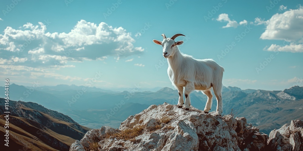 Wall mural Goat on mountain peak