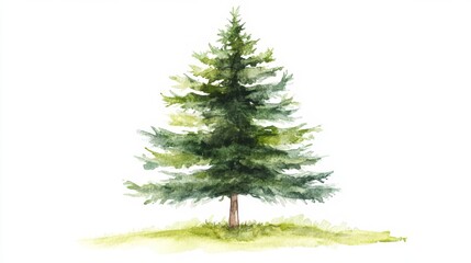 Obraz premium Watercolor Painting of a Majestic Pine Tree, a Captivating Visual Representation of Nature's Beauty, Perfect for Nature Lovers and Art Enthusiasts