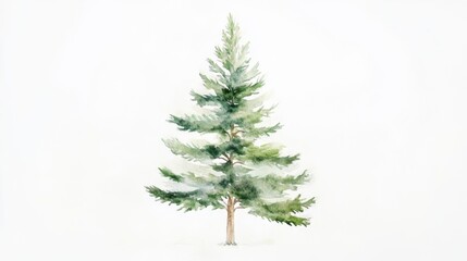 Fototapeta premium Watercolor Painting of a Majestic Pine Tree: Captivating Botanical Illustration