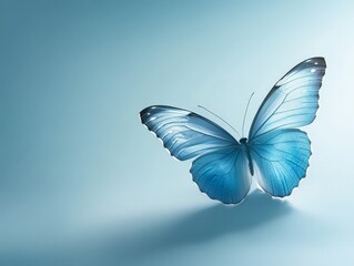 Obraz premium A delicate blue butterfly resting on a soft background, symbolizing beauty and transformation.