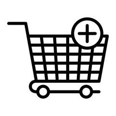 Add Shopping Cart Vector Line Icon Design