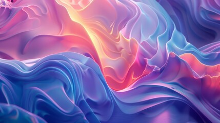 Obraz premium Smooth, undulating waves of vibrant colors blend seamlessly, creating a mesmerizing abstract landscape perfect for backgrounds and wallpapers