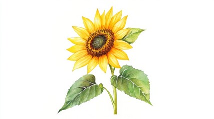 Fototapeta premium Radiant Sunflower Watercolor Painting - A Vibrant Floral Masterpiece