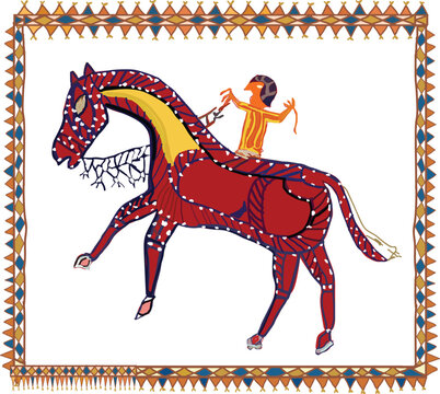 An Indian art work, Pithora-Art horse rider
