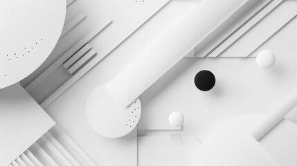 Modern abstract background featuring a dynamic composition of geometric shapes in black and white, creating a visually striking design