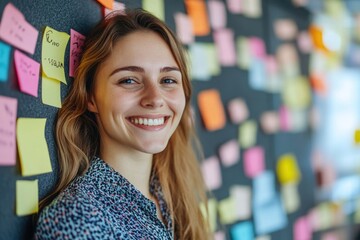 Woman with Post-it Notes