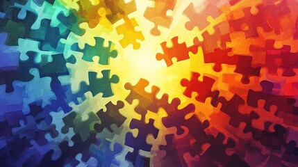 Diverse Business Team Connecting Through Colorful Puzzle Pieces