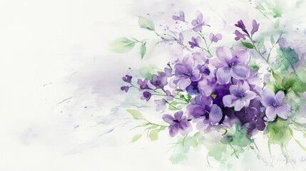 Delicate Watercolor Bouquet of Purple Flowers: Whimsical Floral Design