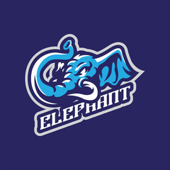 Elephant mascot logo design with modern illustration concept style for badge, emblem and t shirt printing. Elephant head illustration for sport team.