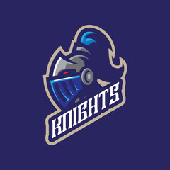 Knight mascot logo design with modern illustration concept style for badge, emblem and t shirt printing. Knight head illustration.