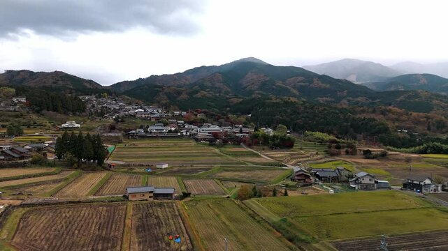 Experience the serene beauty of Magome, a historic post town in Japan, captured in stunning 4K aerial footage.