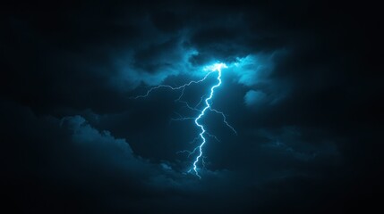 Dramatic lightning strike against a dark stormy sky.