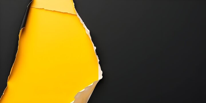 Torn yellow Paper Edge With Ragged Hole black Space for Creative Backgrounds or Design, Isolated Overlay, Red Header, and Realistic Ripped Effect on White Background