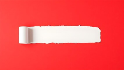 Torn red Paper Edge With Ragged Hole black and white Space for Creative Backgrounds or Design, Isolated Overlay, Red Header, and Realistic Ripped Effect on White Background