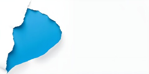Torn blue Paper Edge With Ragged Hole white and black Space for Creative Backgrounds or Design, Isolated Overlay, Red Header, and Realistic Ripped Effect on White Background