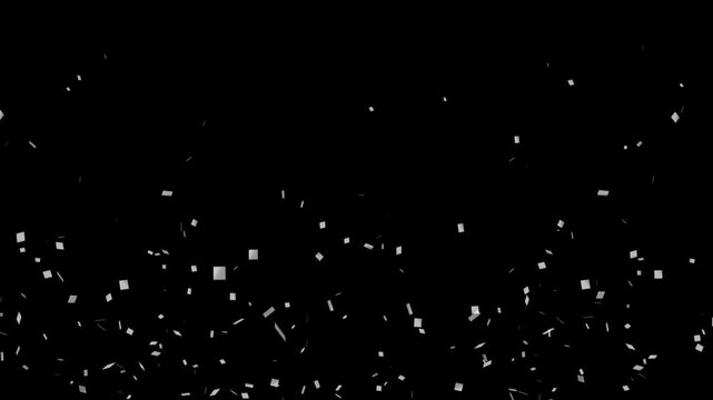 Silver Confetti paper explosion, Confetti paper explosion animation, confetti celebration, party, celebration and event, black background.