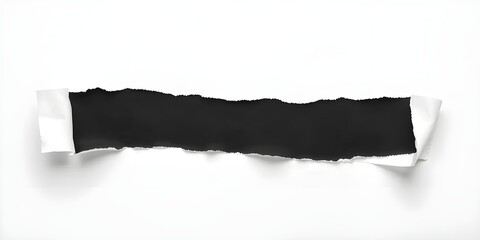 Torn white Paper Edge With Ragged Hole black Space for Creative Backgrounds or Design, Isolated Overlay, Red Header, and Realistic Ripped Effect on White Background