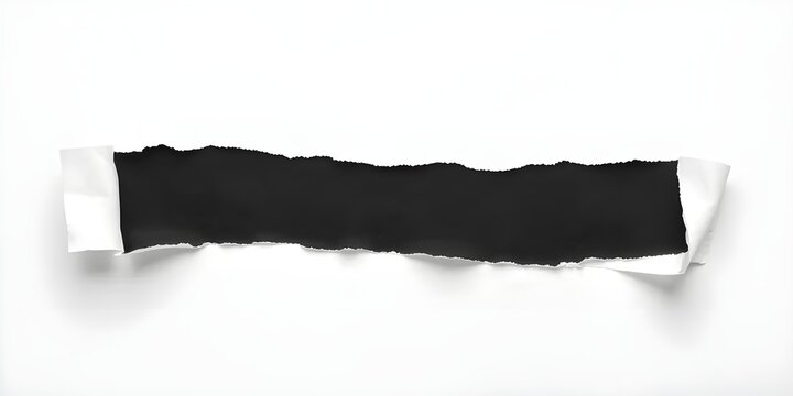 Torn white Paper Edge With Ragged Hole black Space for Creative Backgrounds or Design, Isolated Overlay, Red Header, and Realistic Ripped Effect on White Background