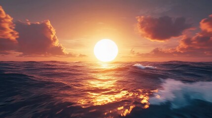 Sun Moving Over an Ocean Horizon - Generative AI