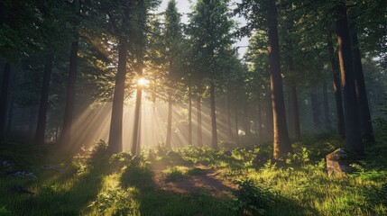 Sun Passing Through a Forest Canopy - Generative AI