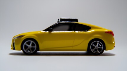 Yellow Coupe Toy Car  Isolated  Studio Shot  Luggage Rack   Miniature Vehicle  Transportat