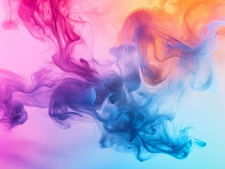 Abstract colorful smoke swirling in shades of pink, blue, and orange.
