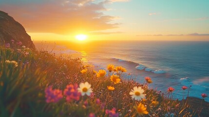 Coastal Cliff Light Dance - Generative AI