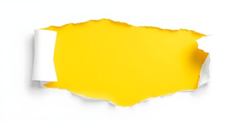 Torn blue Paper Edge With Ragged Hole yellow Space for Creative Backgrounds or Design, Isolated Overlay, Red Header, and Realistic Ripped Effect on White Background
