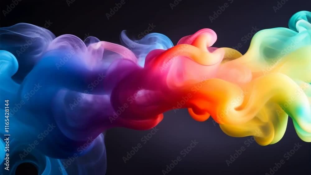 Poster Vibrant abstract smoke in colorful hues creates dynamic and artistic background, showcasing fluid movement and texture that evokes creativity and energy.