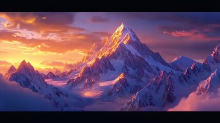 Twilight over Majestic Peaks - Generative AI