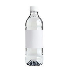 Clear plastic water bottle with a blank label, perfect for branding or hydration concepts.