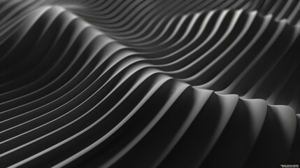 Parametric wavy surface with black stripes creating an abstract and modern background, ideal for wallpapers and graphic design projects