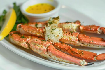 Fried crab legs with drawn butter