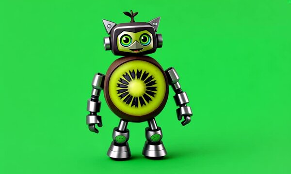 Kiwi vector robot, green screen