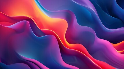Obraz premium Smooth, undulating shapes in vibrant hues of red, orange, purple, and blue create a mesmerizing abstract composition, perfect for backgrounds and digital art