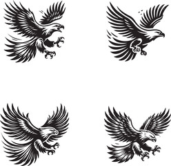 Eagle Flying Silhouette - Majestic Bird in Flight Design