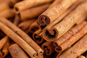 view of aromatic cinnamon sticks