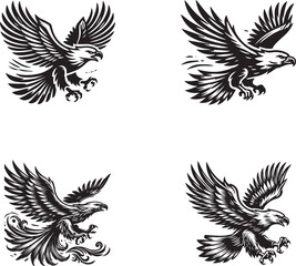 Fototapeta premium Eagle Flying Silhouette - Majestic Bird in Flight Design