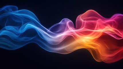 Obraz premium Abstract, colorful smoke streams flow across a black background.