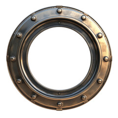Round Metal Porthole with Rivets and Circular Frame Ideal for Nautical or Industrial Design Themes Featuring Realistic Texture and Lighting Effects