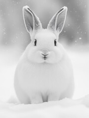 White rabbit in snow