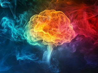 A vibrant, colorful brain-shaped cloud representing creativity and thought.