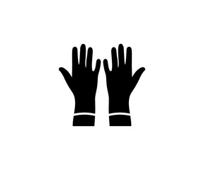 Black rubber gloves for cleaning icon. Latex gloves as a symbol of protection against viruses and bacteria vector design and illustration.