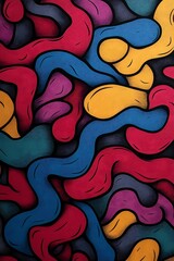 abstract hand-drawn maze pattern with bold and fluid lines 