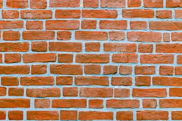 Old red brick wall vintage texture for wallpaper design. Grunge stonewall background for text or image. brick wall of red color, wide panorama of masonry.