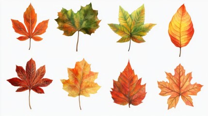 Watercolor Autumn Leaves Collection: A Vibrant Palette of Fall Foliage