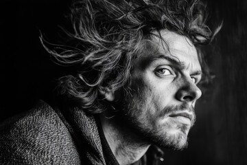 Obraz premium Man with windy hair