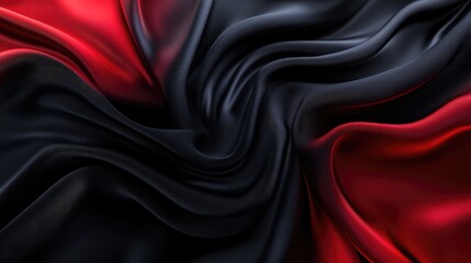 Obraz premium Abstract Background with 3D Wave black and red Gradient Silk Fabric.